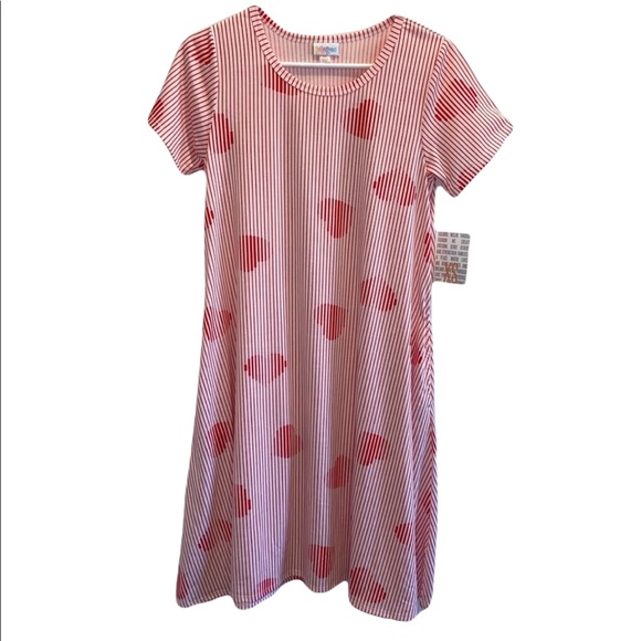 LulaRoe NWT Red/White Striped w/❤️Jessie Dress XS - Picture 1 of 11